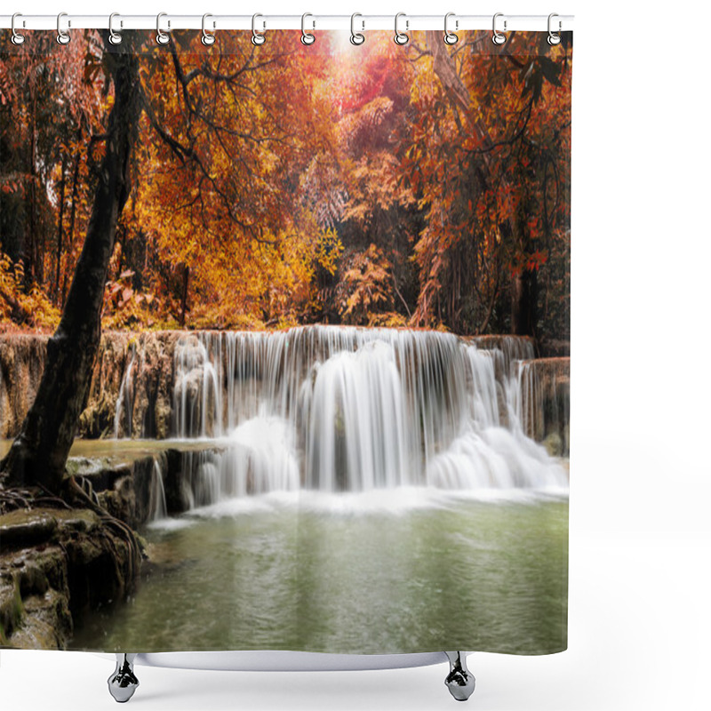 Personality  Waterfall In Rain Forest  (Huay Mae Kamin Waterfall, Kanchanabur Shower Curtains