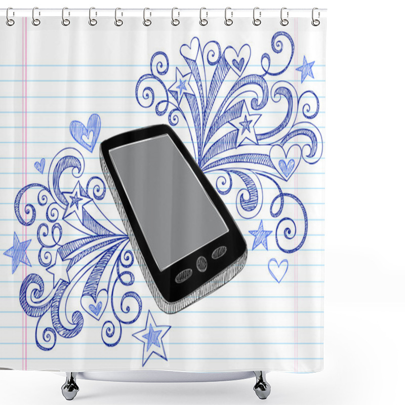 Personality  Cell Phone Mobile PDA Sketchy Notebook Doodles Vector Illustration Shower Curtains