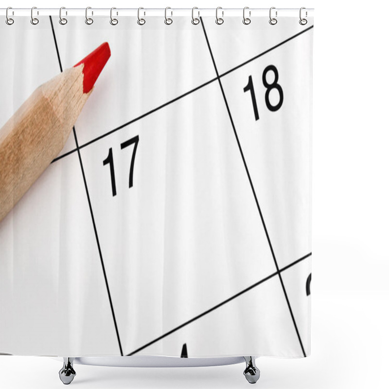 Personality  Home Calendar With Dates And Red Sharpened Pencil Shower Curtains