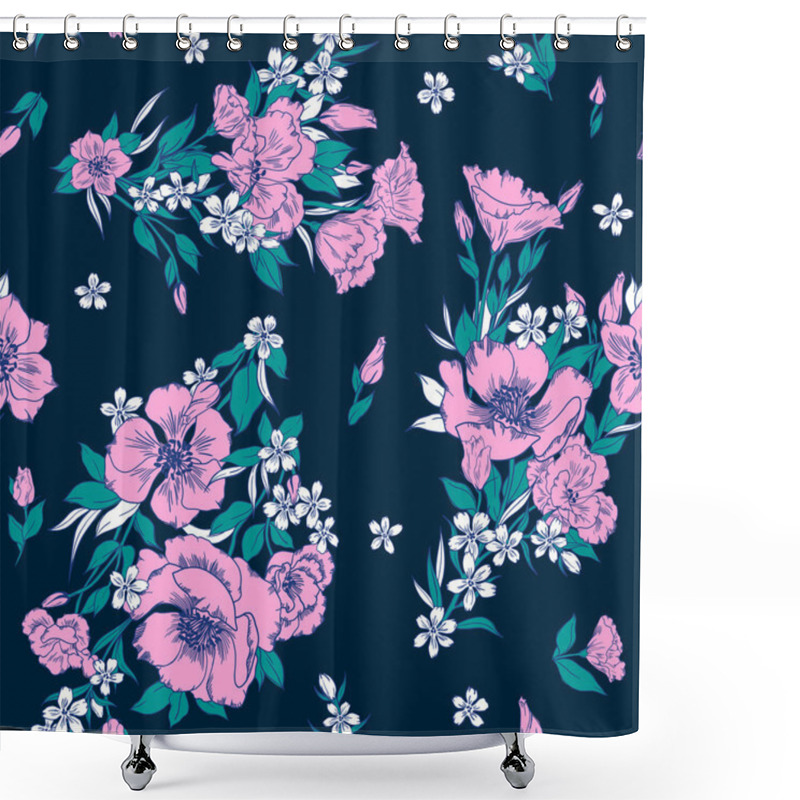 Personality  Seamless Gentle Flower Buckets Pattern Shower Curtains