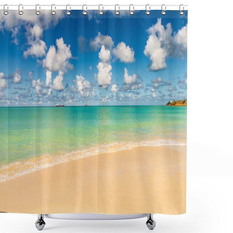 Personality  Caribbean Beach With White Sand, Deep Blue Sky And Turquoise Water Shower Curtains