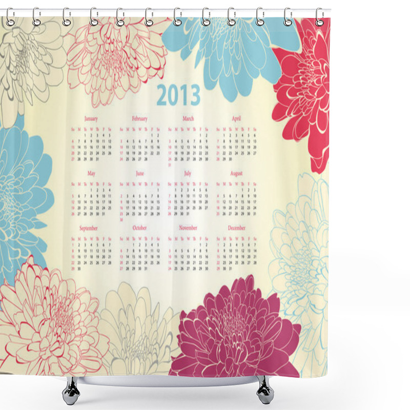 Personality  Calendar For 2013 With Flowers Shower Curtains