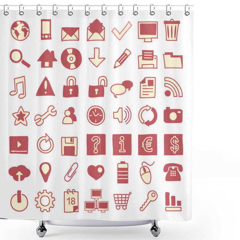 Personality  49 Hand-drawn Web Icons Shower Curtains