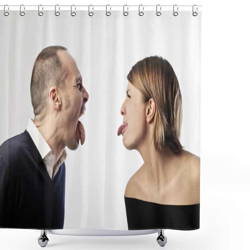 Personality  Couple Joking Shower Curtains