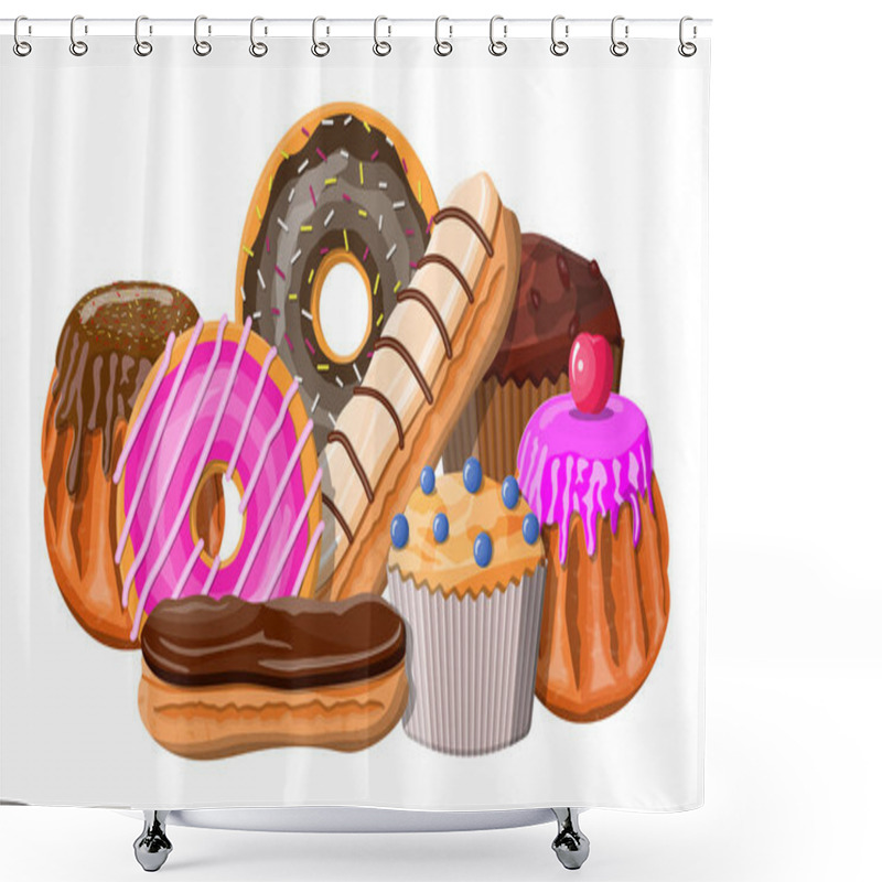 Personality  Sweet Desserts Set. Shower Curtains