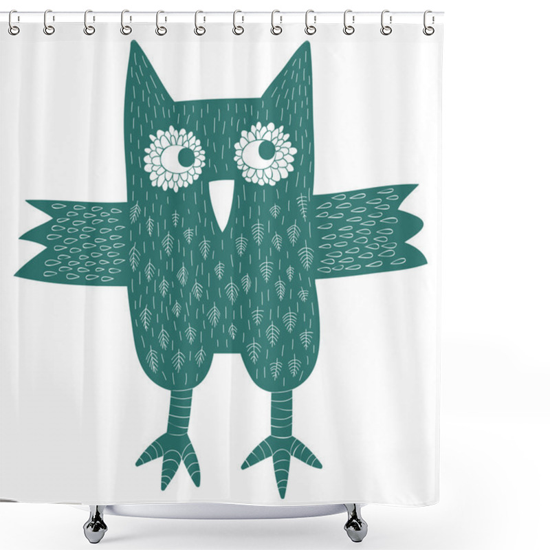 Personality  Green Owl Shower Curtains