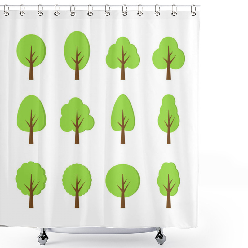 Personality  Green Tree Forest Background, Nature Concept, Vector Illustration. Shower Curtains