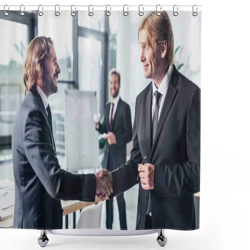 Personality  Businessmen Shaking Hands Shower Curtains