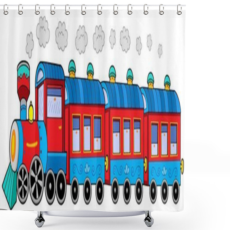 Personality  Steam Locomotive With Wagons Shower Curtains