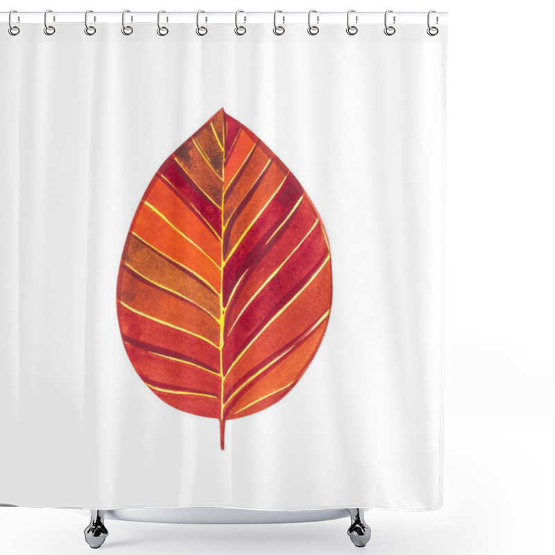 Personality  Autumn Leaf - Beech. Autumn Maple Leaf Isolated On A White Background. Watercolor Illustration. Shower Curtains