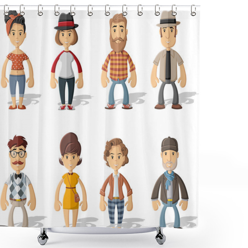 Personality  Group Of Hipster People Shower Curtains