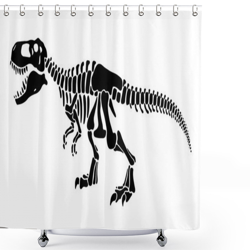 Personality  T Rex Dinosaur Skeleton Negative Space Silhouette Illustration Shower Curtains