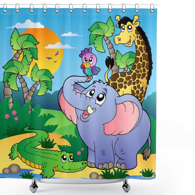 Personality  African Scenery With Animals 2 Shower Curtains