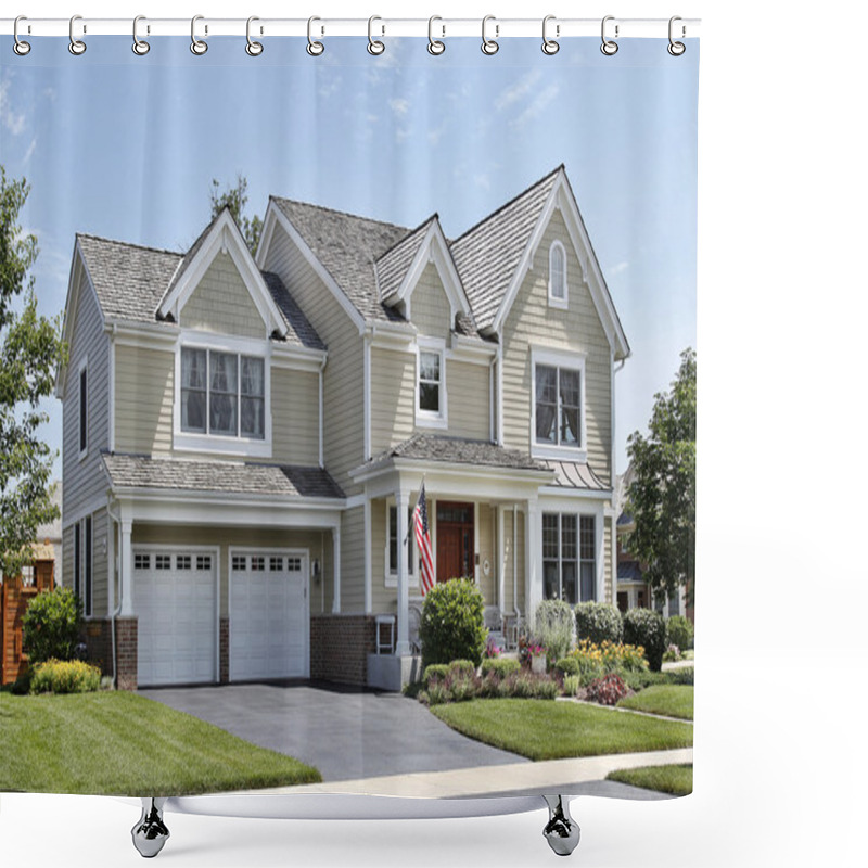 Personality  Suburban Home With Front Porch Shower Curtains