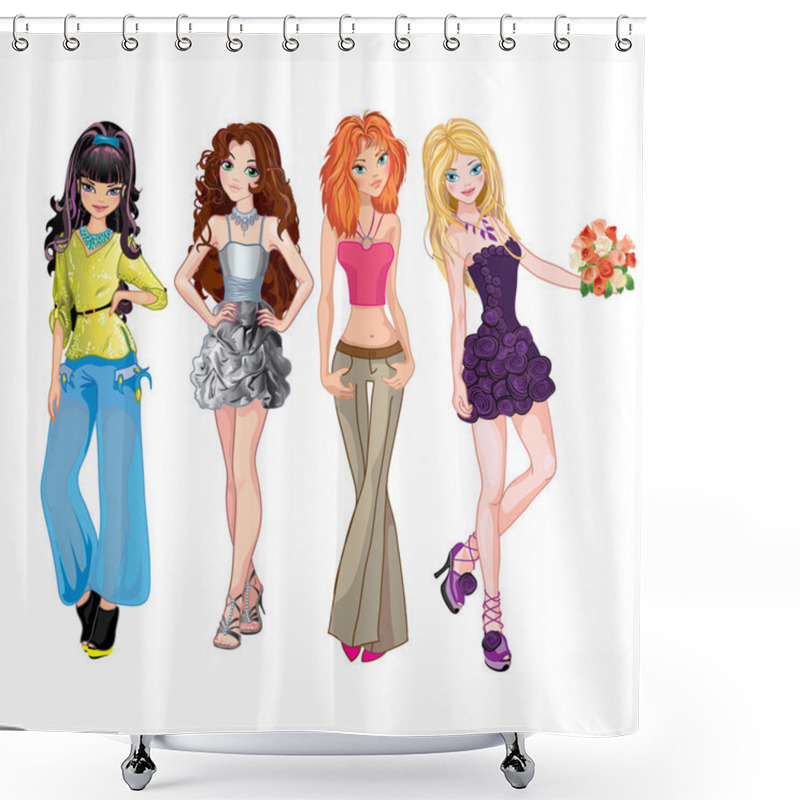 Personality  Girls Are In A Fashionable Clothing Shower Curtains