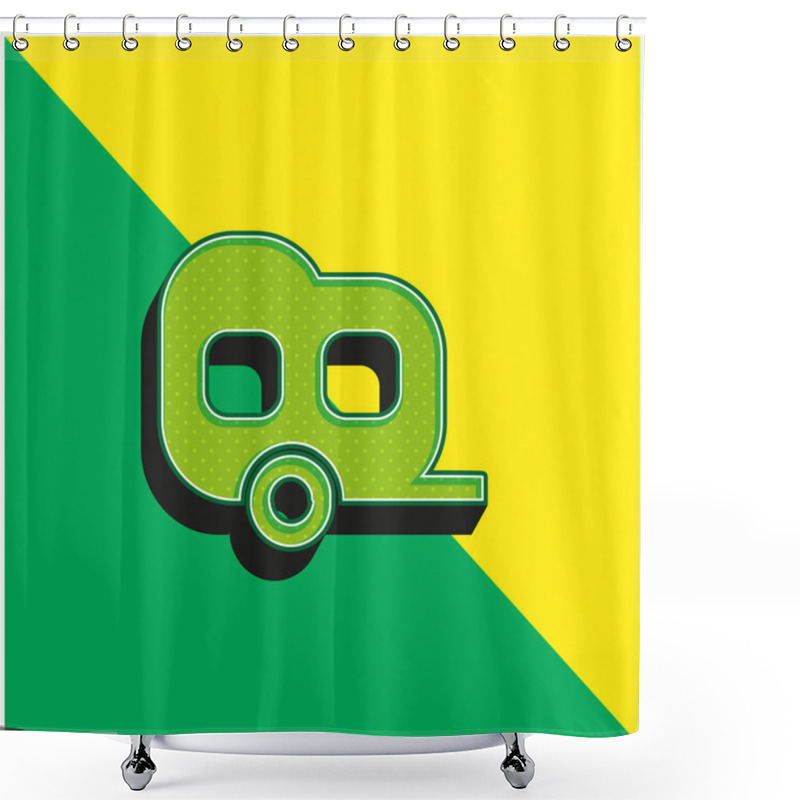 Personality  Black Two Window Carriage Green And Yellow Modern 3d Vector Icon Logo Shower Curtains