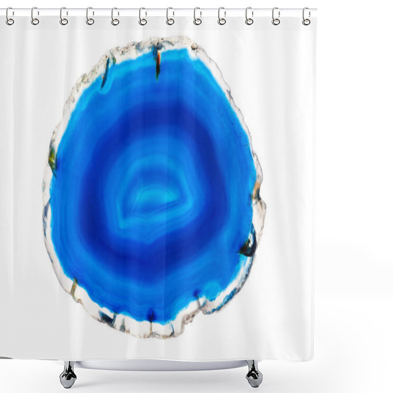 Personality  Abstract Background - Blue Agate Mineral Cross Section Isolated On White Background Shower Curtains