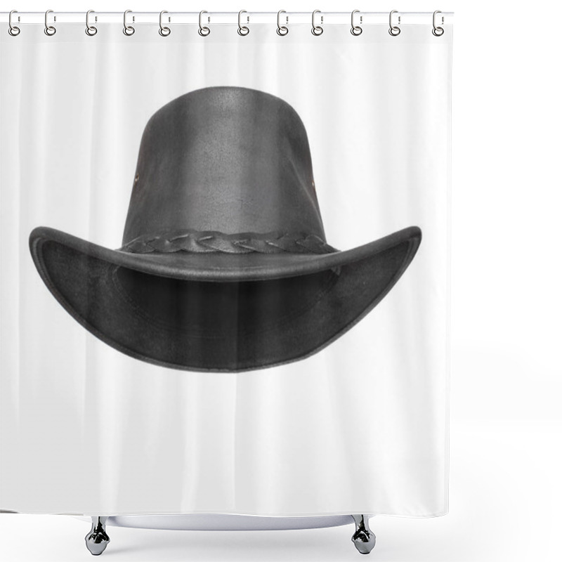 Personality  Black Leather Australian Hat Shower Curtains