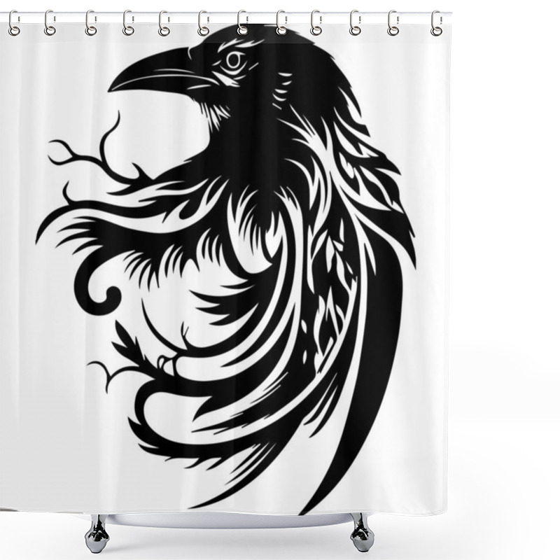 Personality  Tribal Raven Bird Celtic Tattoo Shower Curtains