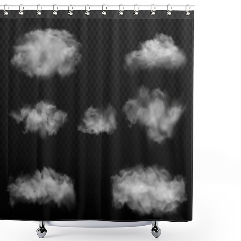 Personality  Set Of Realistic Cumulus Clouds On Transparent Background Shower Curtains