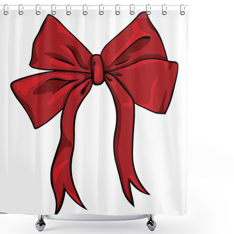 Personality  Vector Cartoon Red Bow Shower Curtains