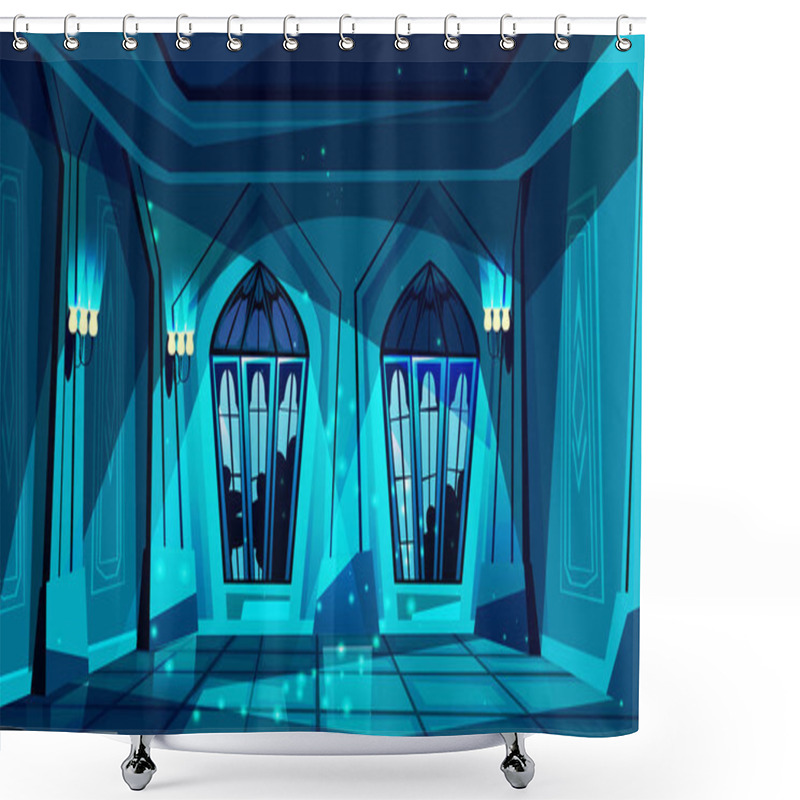 Personality  Vector Castle Ballroom At Night, Gothic Hall Shower Curtains