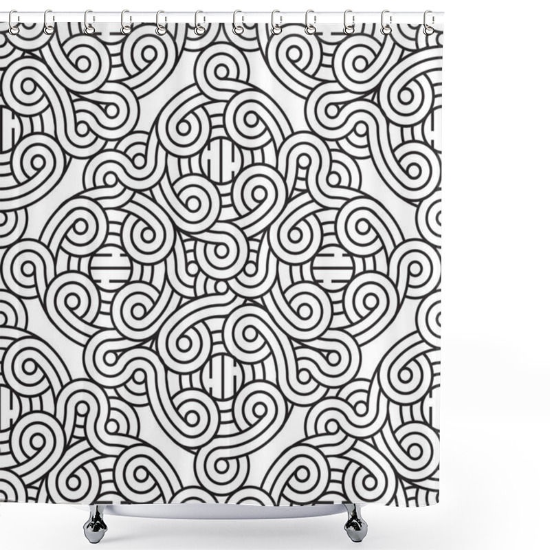 Personality  The Seamless Pattern Of Ornament. Black And White Repeated Background. Vector Design Shower Curtains