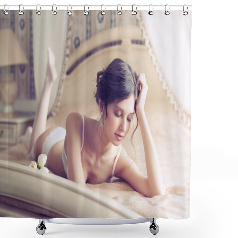 Personality  Beautiful Bride In White Lingerie Shower Curtains