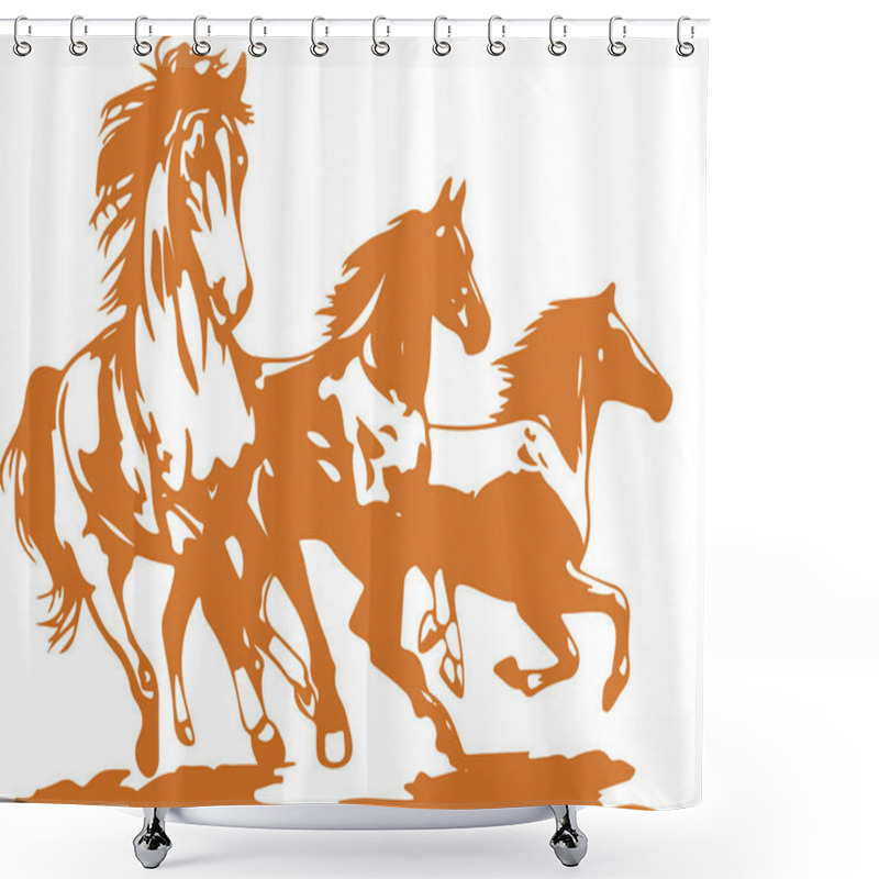 Personality  Drawing Or Sketch Of Indian Transportation Animal Horse Silhouette And Outline Editable Illustration Shower Curtains