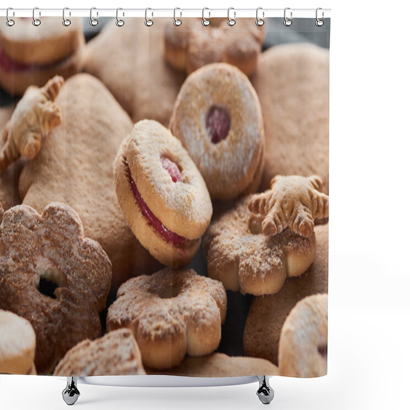 Personality  Close Up View Of Delicious Baked Christmas Cookies Shower Curtains