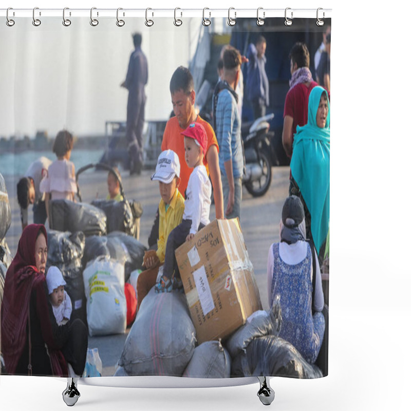 Personality  Refugees And Migrants Disembark To The Port Of Thessaloniki Afte Shower Curtains