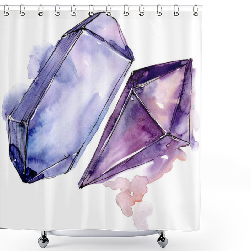 Personality  Colorful Diamond Rock Jewelry Mineral. Isolated Illustration Element. Geometric Quartz Polygon Crystal Stone Mosaic Shape Amethyst Gem. Shower Curtains