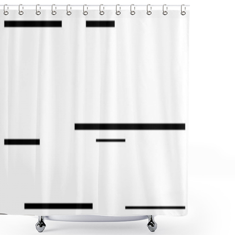 Personality  Black Horizontal Lines Of Varying Lengths And Placement Create A Modern Asymmetrical Design. Ideal For Graphic Design, Decoration, Technology, Minimalism, Modern Art, Grids, Abstract Line Flat Shower Curtains