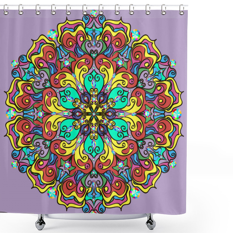 Personality  Illustration Background With Bright Round Mandala Pattern With J Shower Curtains