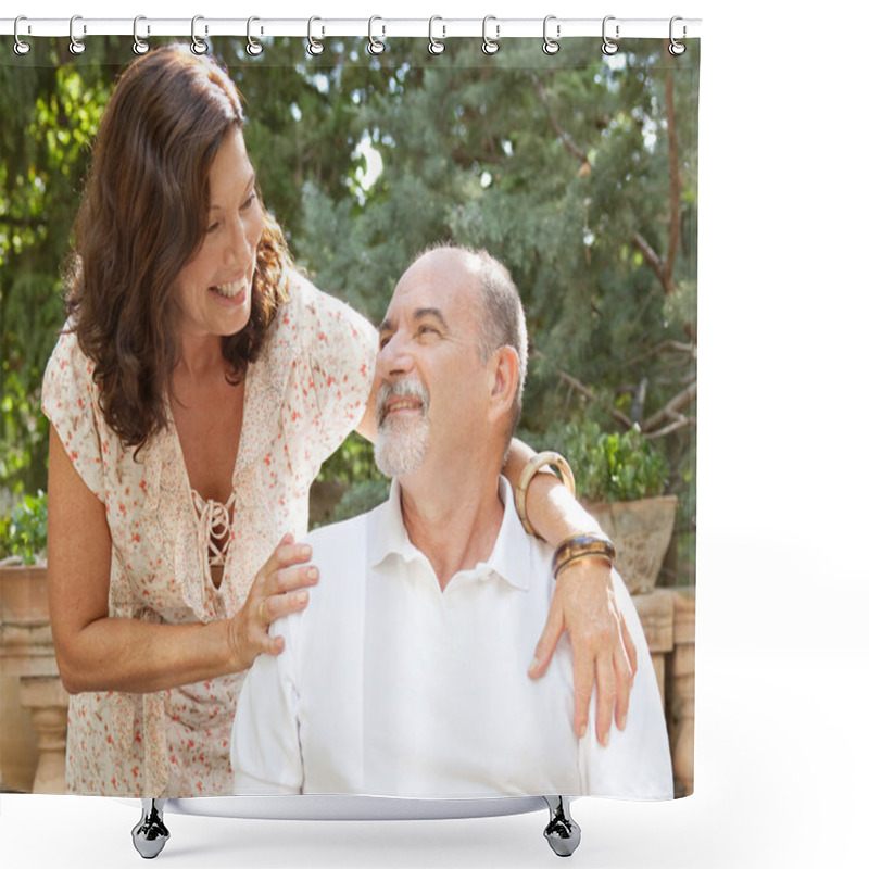 Personality  Happy Tourists Couple Shower Curtains