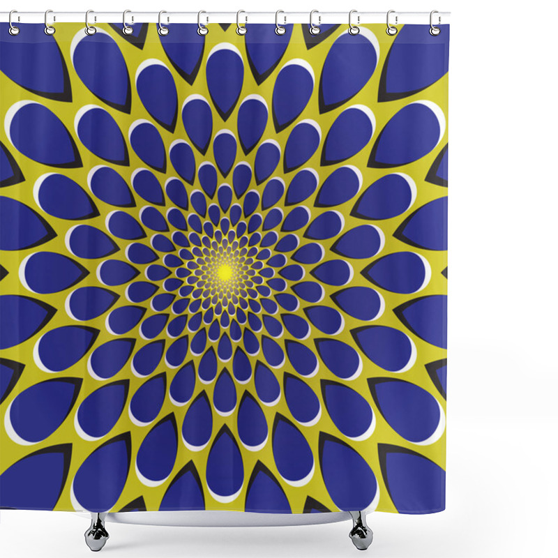 Personality  Blue Drops Fly Away Circularly From The Center On Yellow Background Shower Curtains