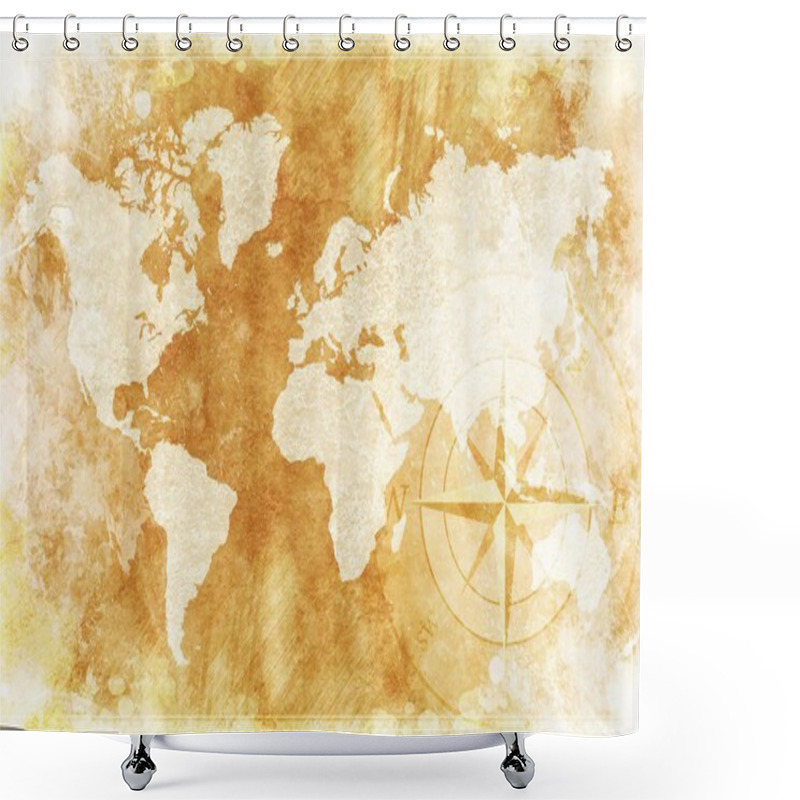 Personality  Rustic World Map Shower Curtains