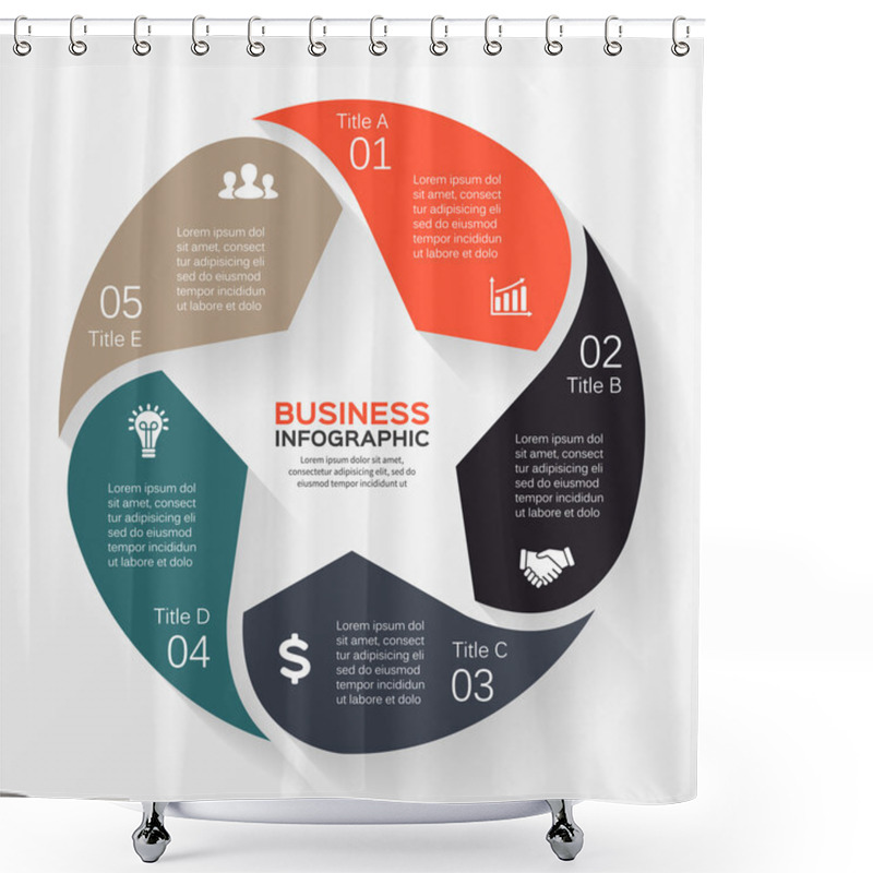 Personality  Vector Circle Star Infographic. Template For Diagram, Graph, Presentation And Chart. Business Concept With 5 Options, Parts, Steps Or Processes. Abstract Background. Shower Curtains