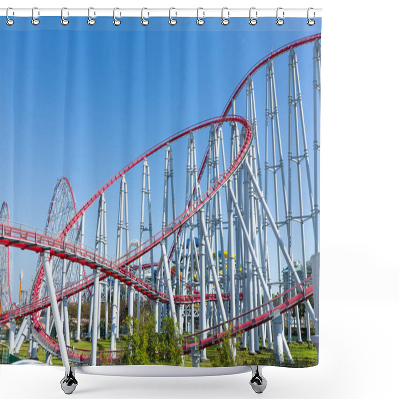 Personality  Roller Coaster In Amusement Park Shower Curtains