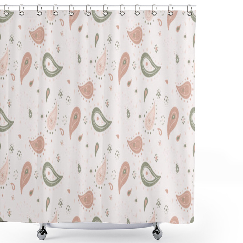 Personality  Charming Pastel Paisley Pattern.  Soft Pinks And Greens On A Delicate Background. Perfect For Textile Design, Wallpaper, Or Website Backgrounds.  Add A Touch Of Elegance To Your Projects. Shower Curtains