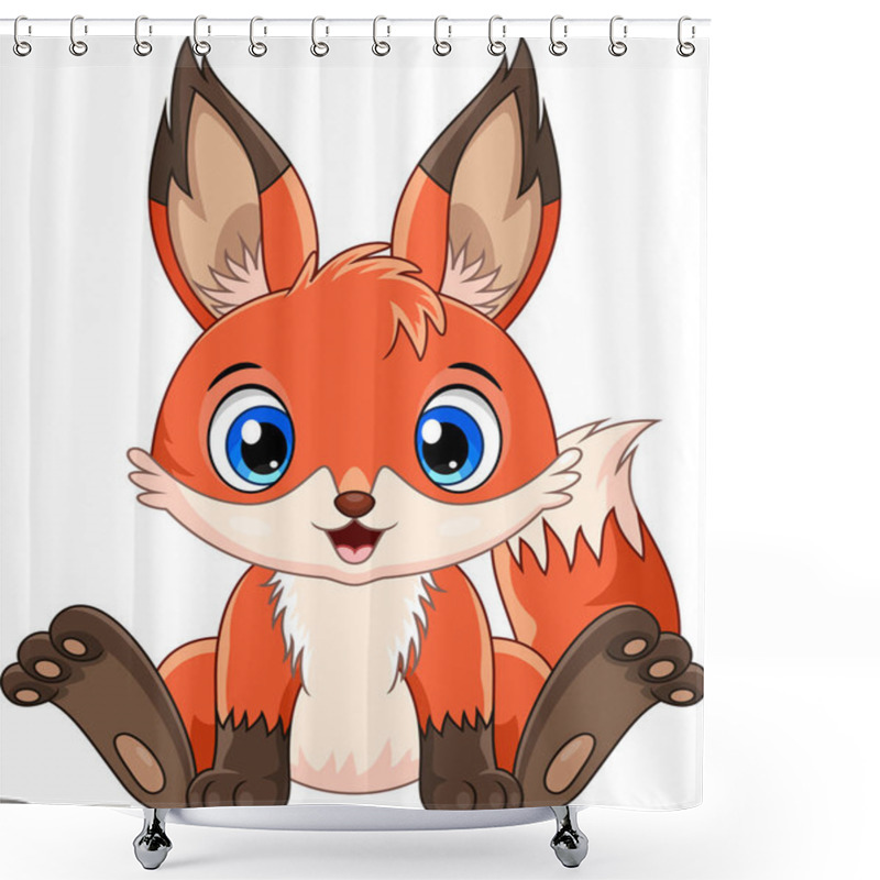 Personality  Cartoon Cute Baby Fox Sitting Shower Curtains