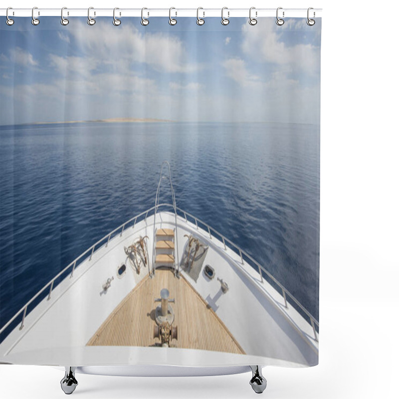 Personality  View Over The Bow Over A Large Luxury Motor Yacht Shower Curtains