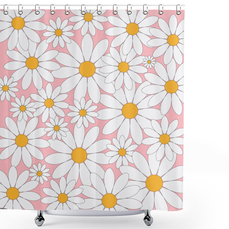 Personality  Daisy Pattern On A Pink Background Shower Curtains