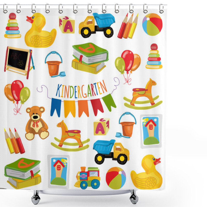 Personality  Kindergarten Play And Study Vector Images Shower Curtains