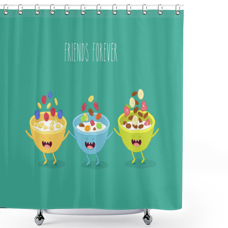 Personality  Cartoon Cereal  Vector Illustration  Shower Curtains