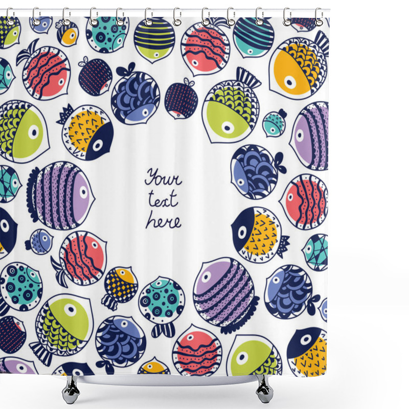 Personality  Cute Fish Card. Sea Motif. Shower Curtains