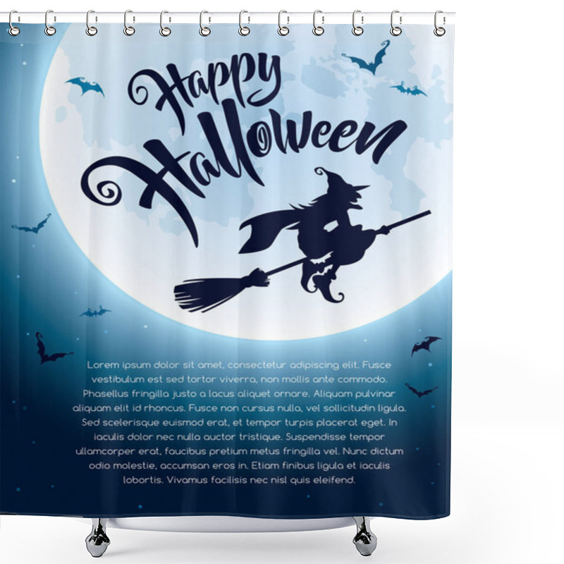 Personality  Invitation Card With Witch On Broom Shower Curtains