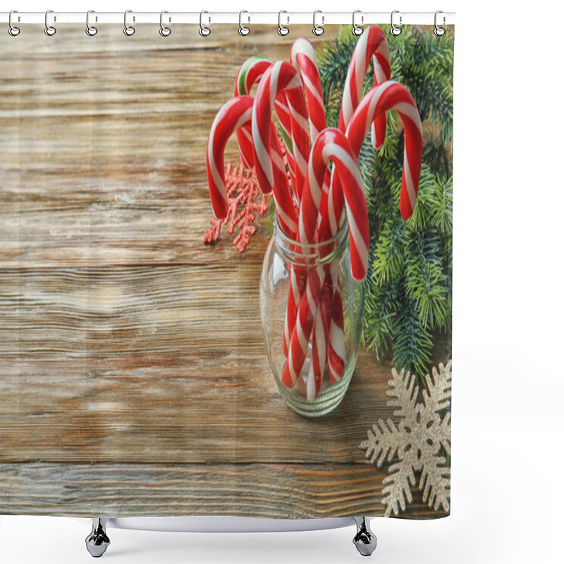 Personality  Christmas Candy Canes Shower Curtains