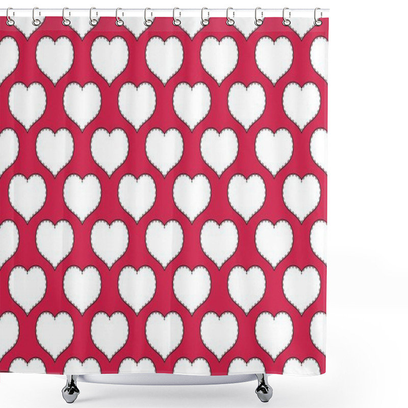 Personality  Seamless Hearts Pattern With Red Background. Vector Repeating Texture Shower Curtains