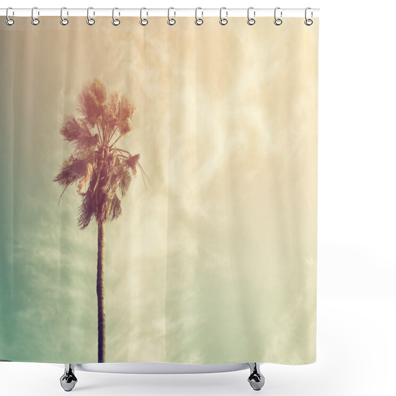 Personality  Palm Trees Against Sky. Retro Style Image. Shower Curtains